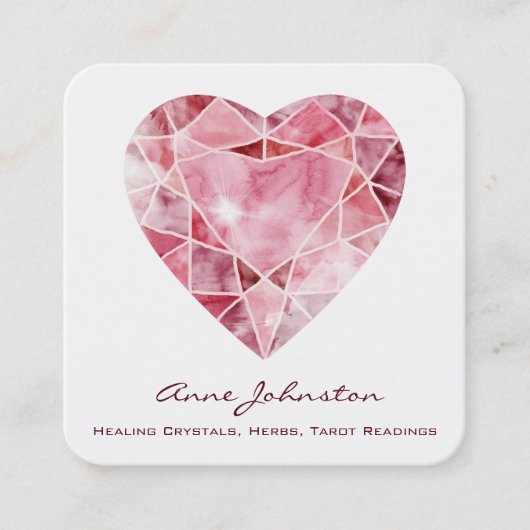 Ruby Heart Square Business Card Quadratische Visitenkarte (Vorderseite)