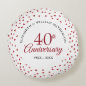 Ruby Hearts Confetti zum 40. Jahrestag Rundes Kissen