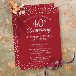 Ruby Hearts Einladung zum 40. Hochzeitstag