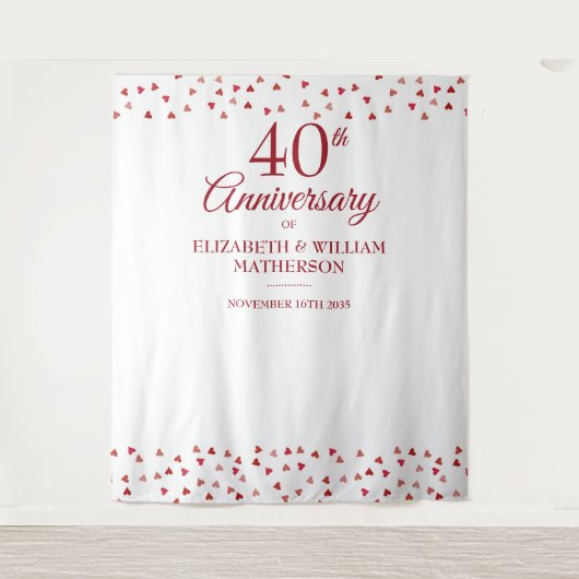 Ruby Hearts Foto Stand im 40-jährigen Jubiläum Wandteppich (Vorderseite)
