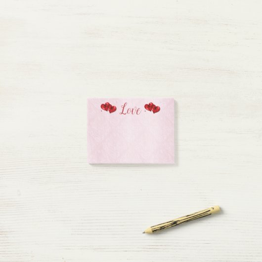Ruby Hearts Liebe Post-It-Notes Post-it Klebezettel (Auf Schreibtisch)
