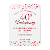 Ruby Hearts Save the Date zum 40. Hochzeitstag Magnet (Vertikal)