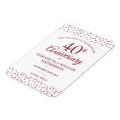 Ruby Hearts Save the Date zum 40. Hochzeitstag Magnet (Linke Seite)