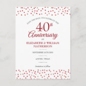 Ruby Hearts Save the Date zum 40. Hochzeitstag Postkarte (Vorderseite)