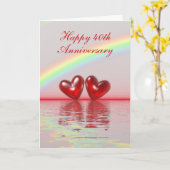 Ruby Hearts (Tall) zum 40. Jahrestag Karte (Gelbe Blume)