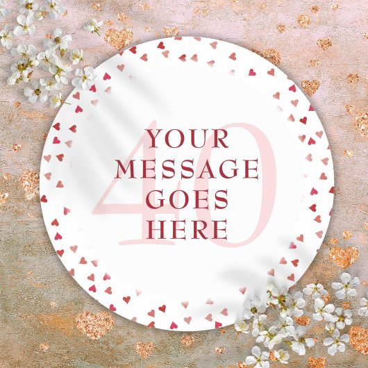 Ruby Hearts zum 40. Hochzeitstag Runder Aufkleber