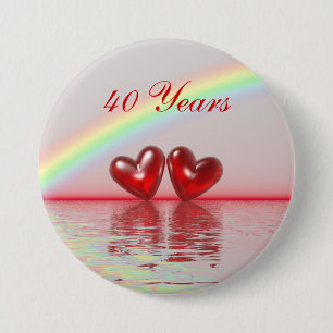 Ruby Hearts zum 40. Jahrestag Button