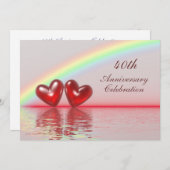 Ruby Hearts zum 40. Jahrestag Einladung (Vorne/Hinten)