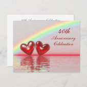 Ruby Hearts zum 40. Jahrestag Einladung (Vorne/Hinten)