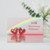 Ruby Hearts zum 40. Jahrestag Einladung (Stehend Vorderseite)