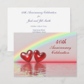 Ruby Hearts zum 40. Jahrestag Einladung (Vorne/Hinten)