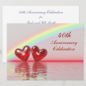 Ruby Hearts zum 40. Jahrestag Einladung (Vorne/Hinten)