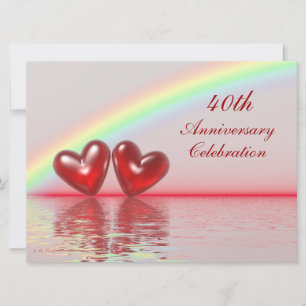 Ruby Hearts zum 40. Jahrestag Einladung