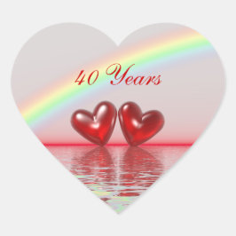 Ruby Hearts zum 40. Jahrestag Herz-Aufkleber