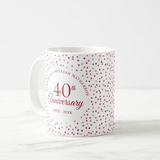 Ruby Hearts zum 40. Jahrestag Kaffeetasse (Vorderseite Links)