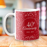 Ruby Hearts zum 40. Jahrestag Kaffeetasse<br><div class="desc">Entworfen,  um sich mit unserer Ruby Hearts Kollektion zum 40. Jubiläum abzustimmen. Mit feinen,  rubinen Herzen. Personalisieren Sie mit Ihren speziellen vierzig Jahren rubinen Jubiläumsinformationen in schicken rubinischen Schriften. Entwickelt von Thisisnotme©</div>