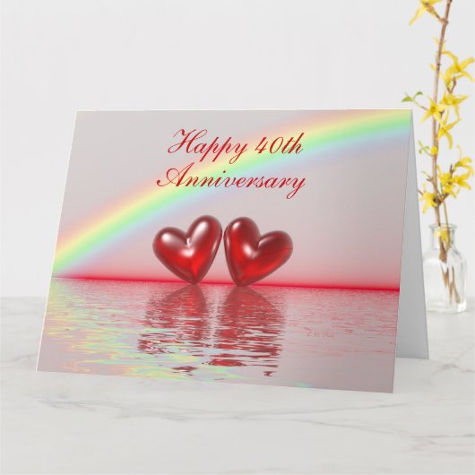 Ruby Hearts zum 40. Jahrestag Karte (Gelbe Blume)