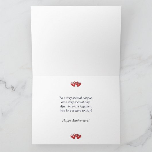 Ruby Hearts zum 40. Jahrestag Karte (Innenseite)