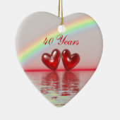 Ruby Hearts zum 40. Jahrestag Keramik Ornament (Rechts)