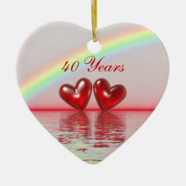 Ruby Hearts zum 40. Jahrestag Keramik Ornament