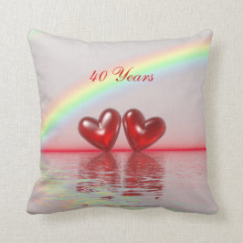 Ruby Hearts zum 40. Jahrestag Kissen