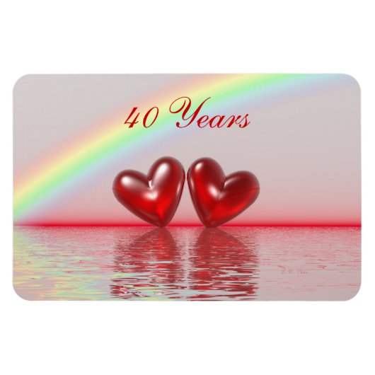 Ruby Hearts zum 40. Jahrestag Magnet (Horizontal)