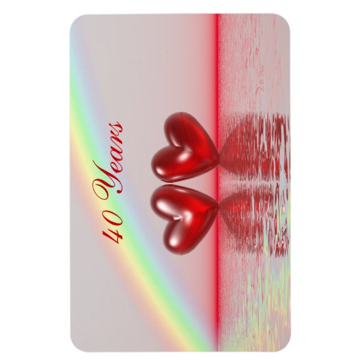 Ruby Hearts zum 40. Jahrestag Magnet (Vertikal)