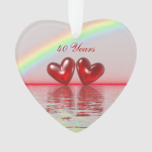 Ruby Hearts zum 40. Jahrestag Ornament