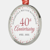 Ruby Hearts zum 40. Jahrestag Ornament Aus Metall (Links)