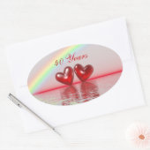Ruby Hearts zum 40. Jahrestag Ovaler Aufkleber (Umschlag)