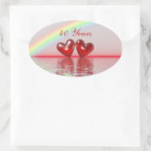Ruby Hearts zum 40. Jahrestag Ovaler Aufkleber (Tasche)