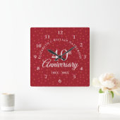 Ruby Hearts zum 40. Jahrestag Quadratische Wanduhr (Zuhause)