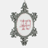 Ruby Hearts zum 40. Jahrestag Schneeflocken Zinn-Ornament (Links)