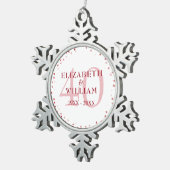 Ruby Hearts zum 40. Jahrestag Schneeflocken Zinn-Ornament (Rechts)