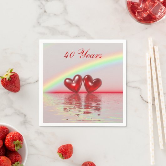 Ruby Hearts zum 40. Jahrestag Serviette (Beispiel)