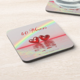 Ruby Hearts zum 40. Jahrestag Untersetzer