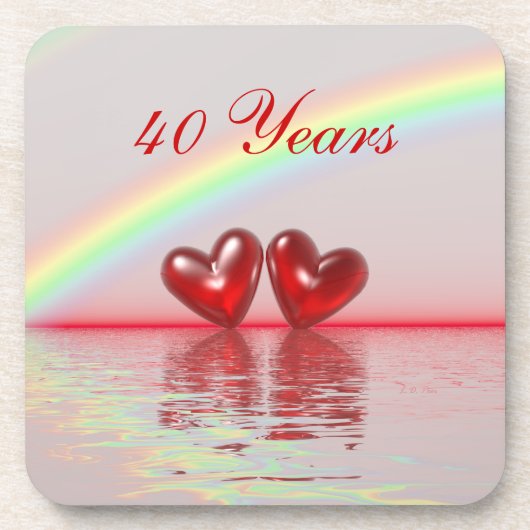 Ruby Hearts zum 40. Jahrestag Untersetzer (Vorderseite)