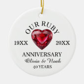 Ruby Herz 40. Hochzeitstag Personalisiert Keramik Ornament (Vorne)