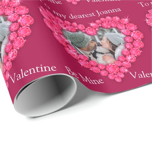 Ruby Herz be mine valentine Foto wickeln Geschenkpapier (Rolleneckpunkt)
