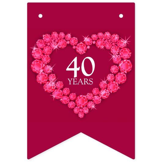 Ruby Hochzeit 40-jähriges Foto Wimpelkette (Erste Fahne)