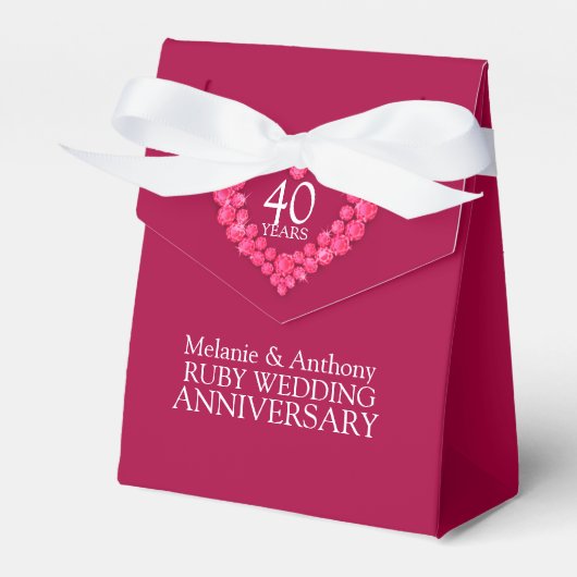 Ruby Hochzeit Herz 40 Jahre Dankeschön Box Geschenkschachtel (Vorderseite)