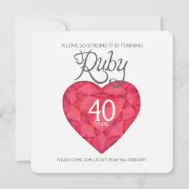 Ruby Hochzeit Liebe so stark Herzfarbe Einladung