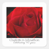 Ruby Hochzeit Rose Quadratischer Aufkleber (Vorderseite)