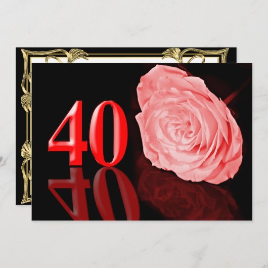 Ruby Hochzeitsfeier Einladung (Vorne/Hinten)