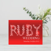 Ruby Hochzeitsfunkel in Stein Party laden 40. Einladung (Stehend Vorderseite)