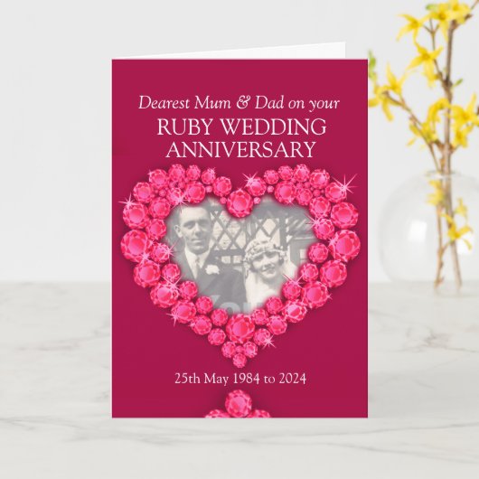 Ruby Hochzeitstag Eltern Fotokarte Karte (Gelbe Blume)