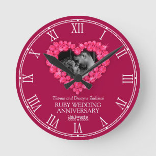 Ruby Hochzeitstag Foto Brauch Runde Wanduhr