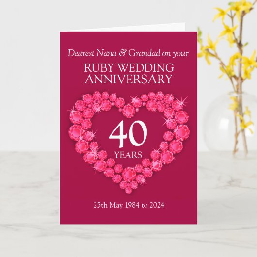 Ruby Hochzeitstag Großeltern 40. Karte (Gelbe Blume)