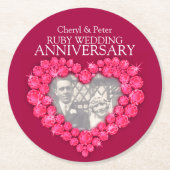 Ruby Hochzeitstag Herz Foto Rote Untersetzer (Vorderseite)