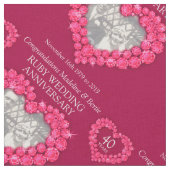 Ruby Hochzeitstag personalisiertes Muster Stoff (Nahaufnahme)